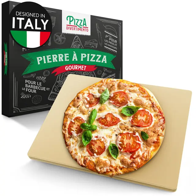 Pizza Divertimento Pierre à pizza pour four et grill à gaz - Pierre à pizza en cordiérite - Pour une base croustillante et une garniture juteuse