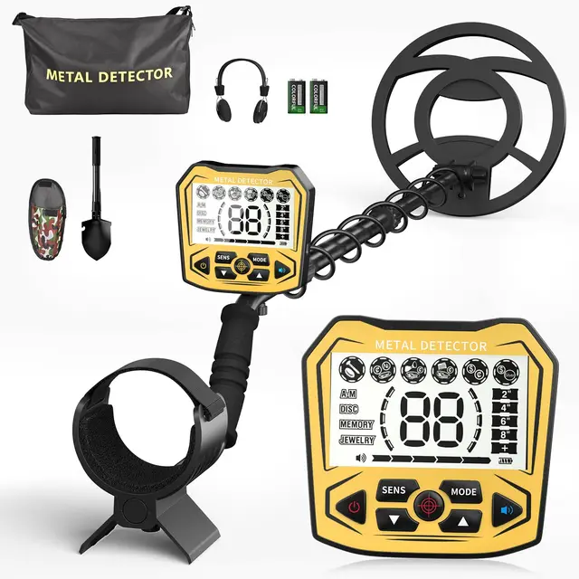 Détecteur de métaux Haute précision, Longueur réglable de 113-141 cm, 5 Modes, détecteur de métaux Professionnel avec écran LCD, Bobine de Recherche étanche IP68