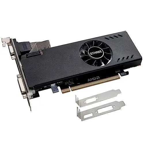 QTHREE Radeon RX 550 Low Profile Carte Graphique, 4GB GDDR5 128-bit, DVI-D, HDMI, VGA, PCI Express x8, Carte Video PC, DirectX 12, Computer GPU