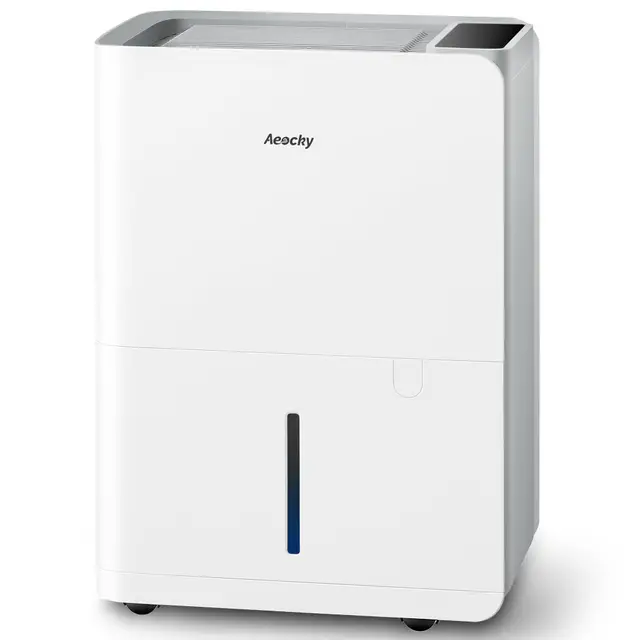 Déshumidificateur AEOCKY Max 25L/d, applicable à 200 m³ (50 m²), déshumidificateur à compresseur intelligent avec tuyau de vidange, pour sécher les vêtements, chambre, salle de bain, sous-sol