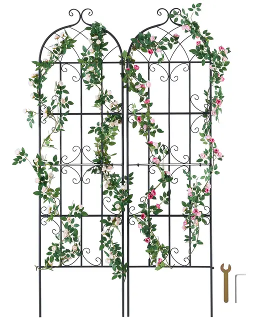 VEVOR Treillis Jardin pour Plantes grimpantes, 51 x 180 cm, Treillis Fleurs de Jardin en métal antirouille, Support de concombres, pour Cours, pelouses, 2 pcs