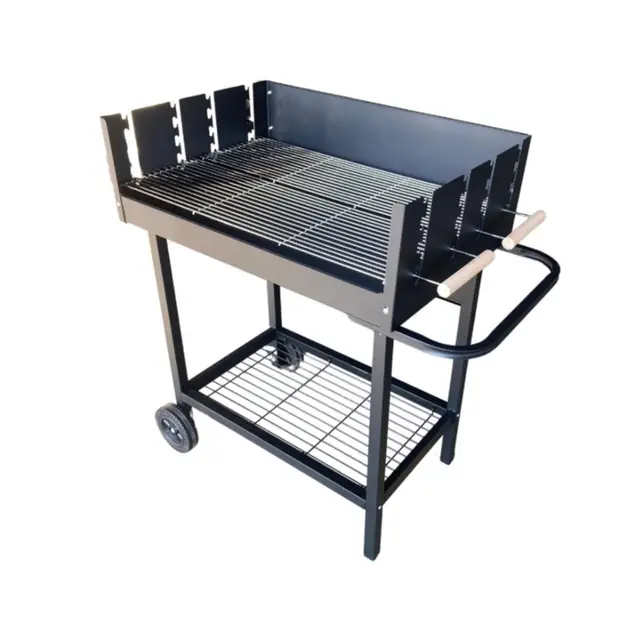 Cook'in Garden - Barbecue Charbon de Bois sur Roues SERENA, Surface de Cuisson XXL, Grilles positionnables à différents Niveaux, Tablette Inférieure, Cuve en Acier