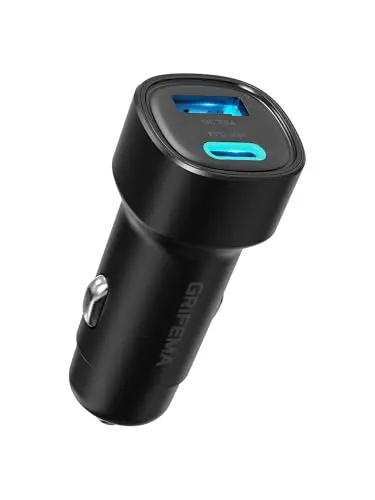 GRIFEMA Chargeur Allume Cigare USB C 48W, Chargeur Voiture Rapide à Double Port 30W PD et 18W QC 3.0, Prise Allume Cigare 12V pour pour iPhone 16 15 14 13 12 Pro, Samsung S25 S24 Ultra, iPad