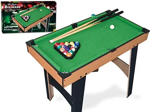 Teorema 63770 Table de Billard en Bois pour Enfants avec Boules et Accessoires