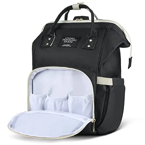 Vicloon Multifonction Sac à Dos à Langer Bébé/Maternité Sac de Voyage de Bébé ,Grande capacité & conception ouverte & maintien au chaud, Blanc-fermeture éclair