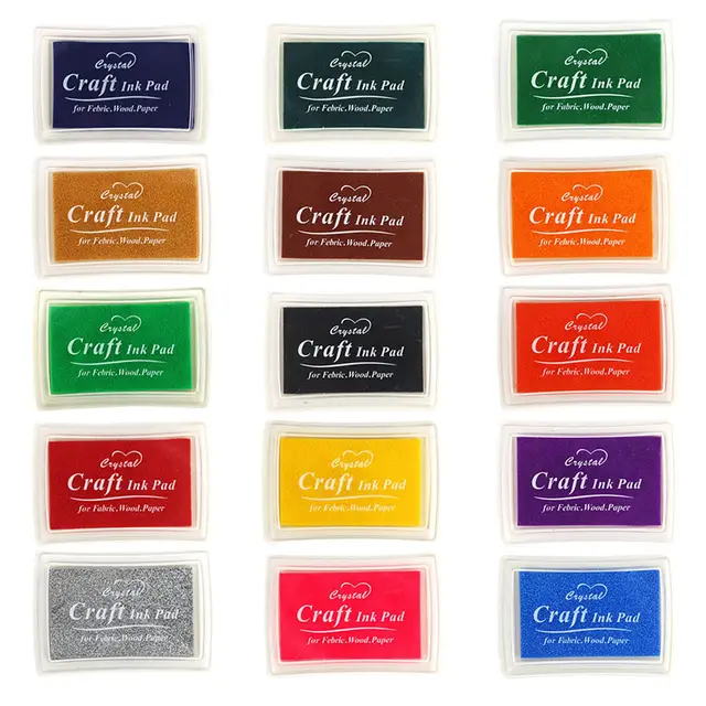 15 Pièce Color Ink Inkpad, Tampons Encreurs, Coussins Encreurs Ensemble, Extra Large, Respectueux de l'environnement et Inoffensif, pour Scrapbooking, Tissu, Cadeau pour Enfants