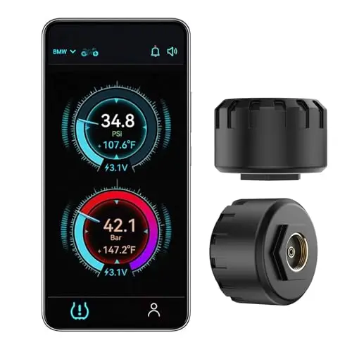 Spedal TPMS Système de Surveillance de Pression des Pneus de Moto, 2 Capteurs Bluetooth avec App: Pression et Température Précises, Étanche, Alerte Temps Réel, Compatible iOS/Android (2)