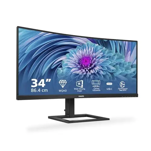 Philips monitors Philips Écran incurvé 346E2CUAE 86 cm (34 pouces) (HDMI, DisplayPort, USB-C, 3440 x 1440 px, 100 Hz, FreeSync) noir