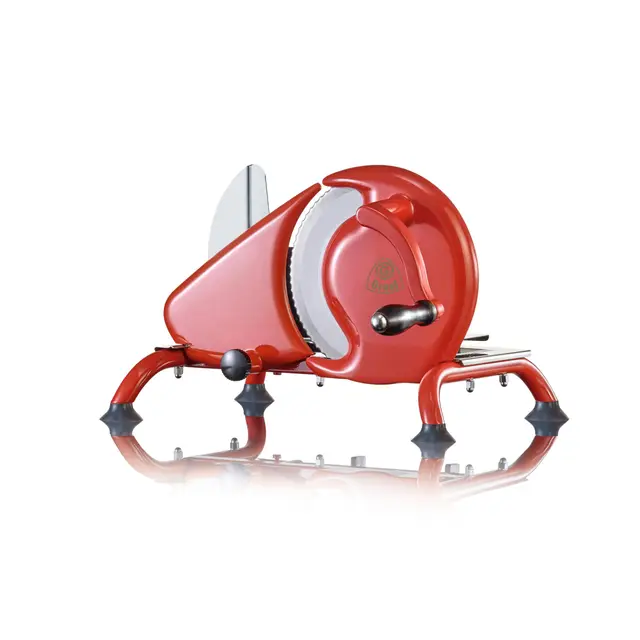 GRAEF Manuale H93 – Trancheuse manuelle universelle, tout en métal, lame inox ondulée Ø190 mm, épaisseur réglable 0–15 mm, idéale pour pain, charcuterie, fromage – Made in Germany, rouge
