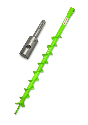 Kit tarière WERHE Ø60mm, longueur 80cm avec adaptateur SDS Plus – Utilisable avec une perceuse SDS Plus standard, idéal pour la pose de clôtures et le jardin