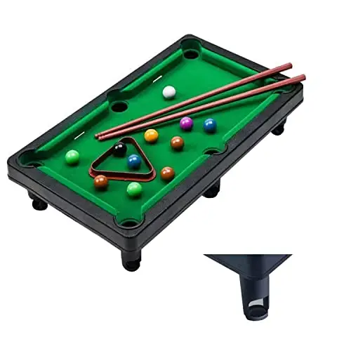 Mini Pool Table Game,Billiards Table Pool Table Set with 11 Balls 2 Cues and 1 Triangle,Portable Games Table Indoor Outdoor Game,Stress Relief Tabletop Snooker Game Set for Kids and Adults