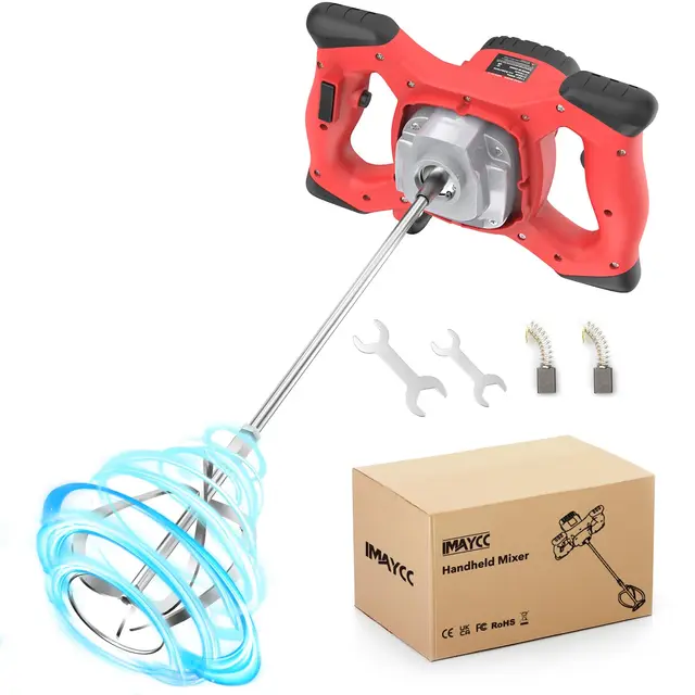 IMAYCC Mélangeur électrique de Forage de Béton, Mélangeur de Mortier à main 2100W, Agitateur M14 Réglable, pour Mélanger la Peinture, la Boue de Ciment, le Béton, le Mortier, le Fourrage, etc.