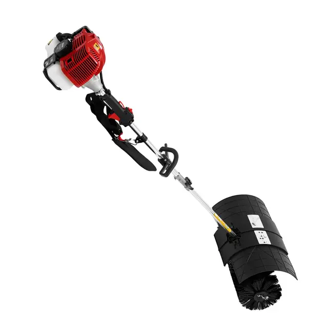 Balayeuse à essence 52 cc pour l'extérieur, 2 temps 2,3 CV, balayeuse à moteur, mise à niveau, souffleuse à neige, pelle à neige avec brosse de 52 cm de largeur pour le nettoyage du gazon artificiel