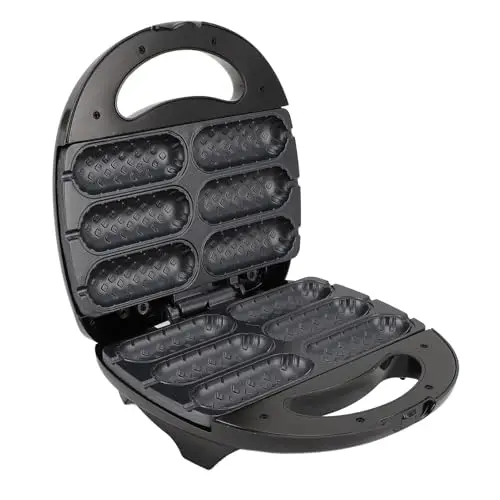 6 Corn Dog Waffle Maker, 850W Chauffage Rapide Automatique Anti-Bâton Fabricant de Gaufres Commerciaux, Hot-Dog | Maker de Bâton de Gaufre | Hot-Dog pour Faire la Fête Restaurant