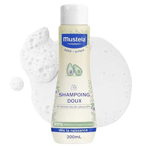 Mustela - Shampoing Doux à l'Avocat BIO - Produit Bébé qui Nettoie, Démêle et Protège les Cheveux Délicats du Nouveau-Né dès la Naissance - 95% d'Ingrédients d'Origine Naturelle - Pique pas les Yeux
