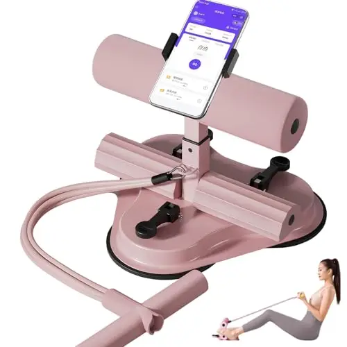 Barre de sit up portable, auto-amorçage, appareil d'entraînement avec ventouses, appareil d'assistance abdominale avec support pour téléphone portable pour la gym à la maison