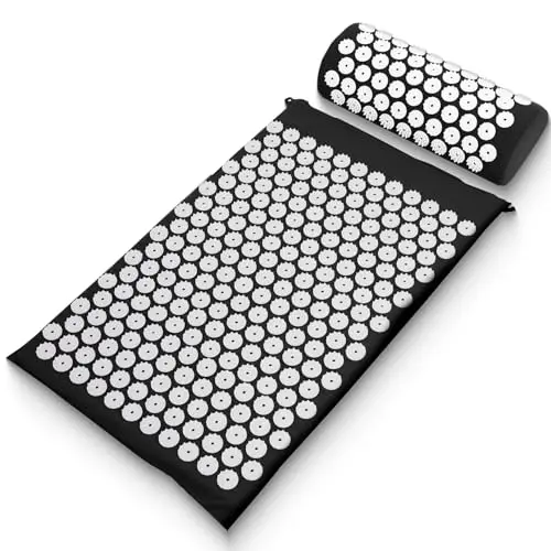 Sharper Image Ensemble de tapis et oreiller d'acupression - Tapis pour le dos pour points de pression et stimulation musculaire, tapis de pression portable avec sac de voyage, tapis d'acupression