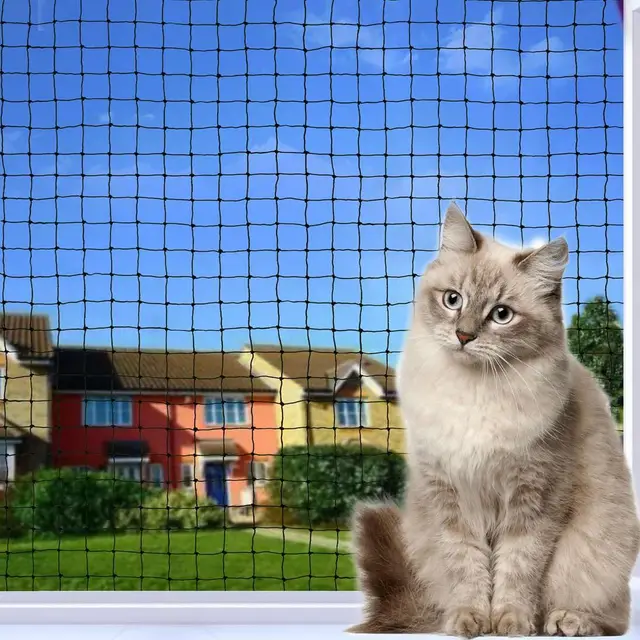 Filet de Protection Chat, 2 x 3 m 2x4m 4x3m 6x3m 8x3m 10x3m 12x3m, Filet Chat Balcon Renforcé, Robuste, Résistant aux Morsures, Résistant au Vieillissement, (Noir 2 x 3 m)
