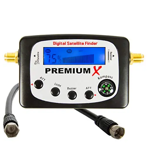 Premium X Localisateur satellite numérique avec écran LCD, son et boussole - Appareil de mesure du signal numérique pour l'alignement du parabole satellite
