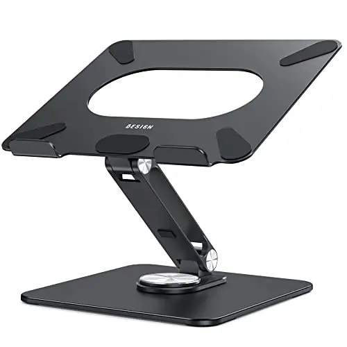 BESIGN LSX7 Support Ordinateur Portable avec Base Rotative à 360°, Support Ergonomique pour Laptop, Support pour Ordinateur Portable Compatible avec 10 à 15.6 Pouces (Noir)