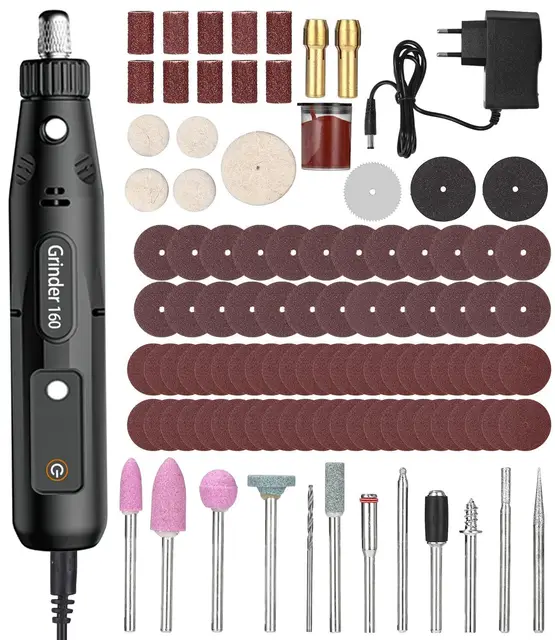 Outils Rotatif Multifonction Avec 104 Accessoires, 5000-18000 tr/min Outil Rotatif sans fil, 5 Vitesse Perceuse sans fil Mini, pour Gravure, Perçage, Meulage, Polissage,Découpe