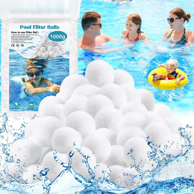 Balles Filtrantes,1000g Boules de Filtre de Piscine,Pool Filter Balls,Balles de Filtration,Nettoyeur de Piscine,Média Filtre à Fibres pour Piscine,Convient à Divers Systèmes De Filtration