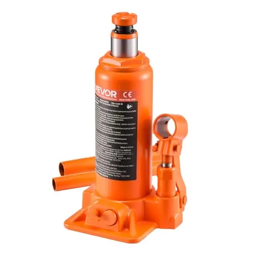 VEVOR Cric Bouteille Hydraulique Grande Capacité 6 T, Cric de Levage pour Voiture Plage de Levage 195-375 mm, pour Entretien Réparation Automobile et Équipement Agricole, Atelier Garage, Orange