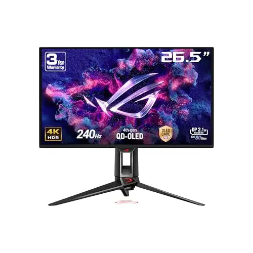 ASUS ROG Swift PG27UCDM : 27", QD-OLED 4K, 240Hz, 0,03ms, G-Sync, UHBR20, HDR400 True Black, 99% DCI-P3, OLED Care Pro, USB-C, DisplayPort 2.1a, dissipateur Thermique.