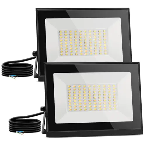 Aigostar Projecteur LED Extérieur 50W,2 Pièces,4500 lumen, blanche naturelle 4000K Spot LED Extérieur économiseur d'énergie 85%,IP65 Imperméable lumière de Sécurité,pour Jardin,Patio,Cour,Garage