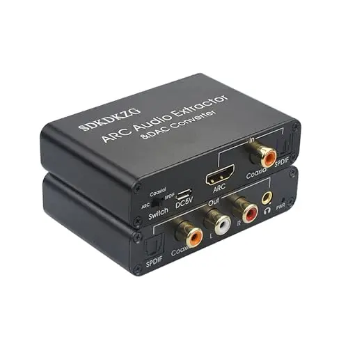 Convertisseur DAC 192 KHz, extracteur audio HDMI ARC, HDMI/Digital SPDIF optique Toslink coaxial vers analogique RCA 3,5 mm Jack L/R coaxial SPDIF adaptateur audio pour HDTV, amplificateur