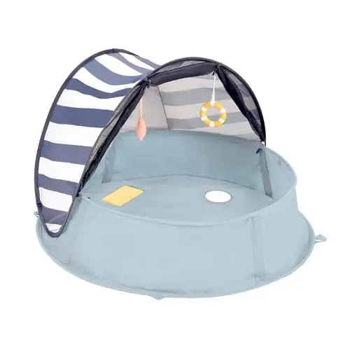 Babymoov Aquani Provence, 3 en 1 Aire de Jeux, Piscine et Tente Anti-UV FPS 50+ pour bébé, Moustiquaire et Auvent rabattables, Matelas d'éveil & Jouets Inclus, Dès la naissance