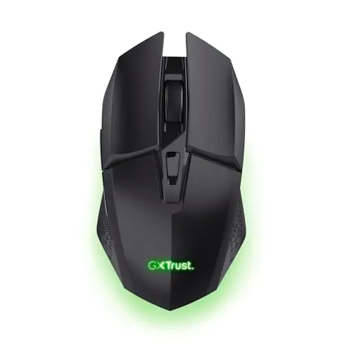 GXTrust 1108 Vylax Souris Gamer sans Fil Rechargeable, 80 Heures d'autonomie, 800-4800 DPI, Éclairage LED Multicolore, Récepteur USB Stockable, 6 Boutons, Souris Gaming pour PC Ordinateur, Noir