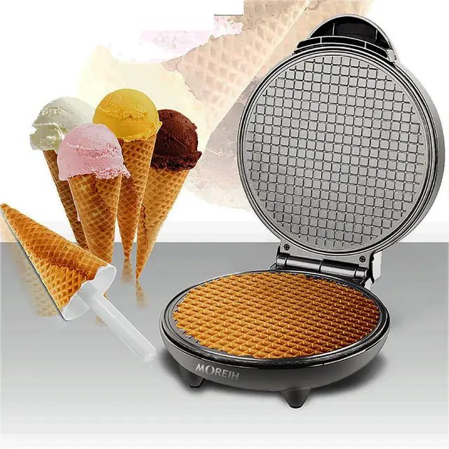Gaufrier Cône 1200W Électrique Machine de machine de fabricant de nems, machine à rouleaux de printemps multifonctionnelle de cône de crème glacée antiadhésive Moule à crêpes à dessert sandwich