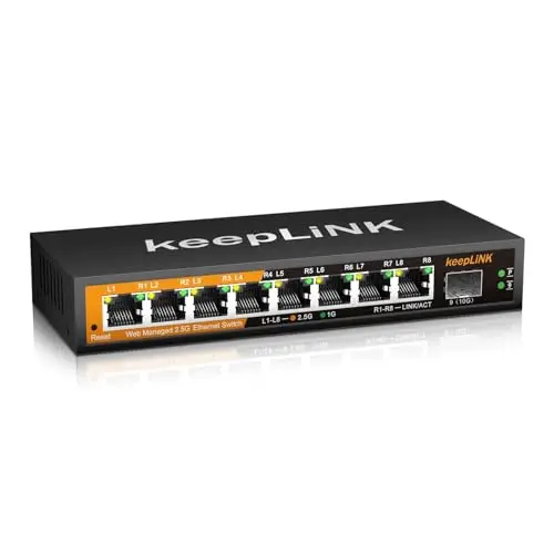 8 Ports 2.5G Switch Web Smart Managed, 8 x 2.5G Base-T & 1 x 10G SFP Slot, Support 802.3ad Static Aggregation, QOS/VLAN/IGMP, Metal Housing Network Ethernet Switch