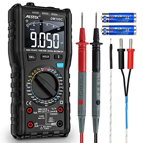Multimètre Numérique Testeur Electrique Professionnel TRMS MESTEK Courant Tension AC DC Automatique/Manuelle Ture-RMS Température Résistance Diode Fréquence Capacité Continuité Diodes