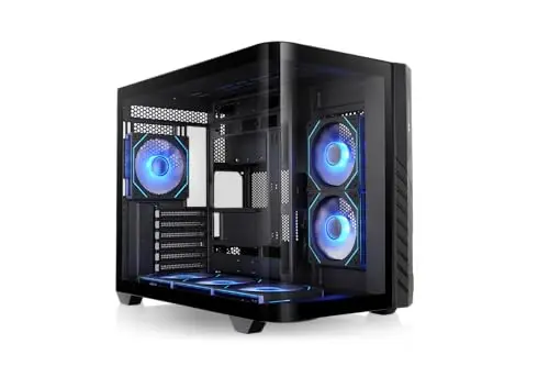 Thermaltake Vision 330 CR ARGB | Mid‑Tower ATX Gehäuse | Gebogenes 4‑mm Temperglas | 6× 120‑mm Infinity‑ARGB PWM Lüfter | Hidden‑Connector Mainboard Support | BIS zu 360‑mm Radiator | USB‑C | Schwarz