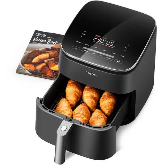 COSORI Air Fryer Turboblaze DC Moteur avec des surfaces revêtues à 100% de Céramique,Easy Fryer 5 Vitesses de Vent Réglables,Friteuse à Air,Économis d'Énergie de 64%,Friteuse à air livre de recettes