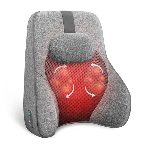 COMFIER Masseur de Dos Shiatsu avec Chaleur, soutien lombaire pour chaise de bureau avec 8 têtes de massage Shiatsu et fonction chauffante, Coussin de massage