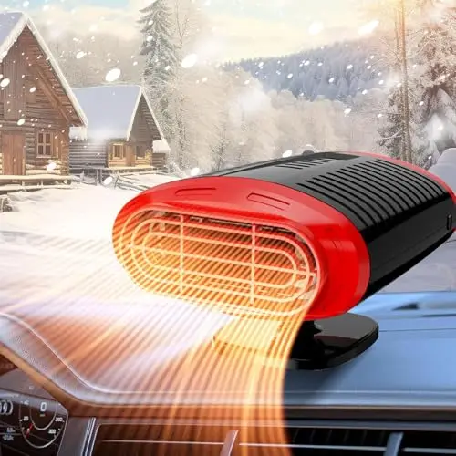 Chauffage de Voiture 12V, Dégivreur et Désembuage 2 en 1, Chauffage Rapide/Refroidissement Dégivrant, 150W Chauffage de Voiture avec Prise Allume-Cigare pour Désembuage, Chauffage de Rechange