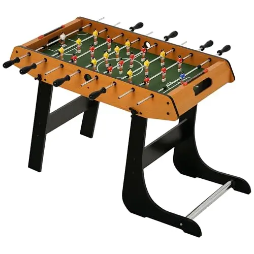 HOMCOM Baby-Foot Table de Babyfoot Pliable dim. 98L x 42l x 62H cm 2 balles fournies MDF Imitation Bois et Noir