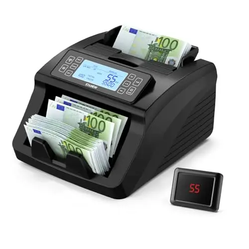 Compteuse de Billets STANEW, Modes de Comptage Par Lots et Par Coupures, Compteuse de Billets Professionnelle Euro,UV/MG/IR, Vitesse >1000pcs/min, EUR/USD/GBP,Compteuse de Billets Portable avec Affich