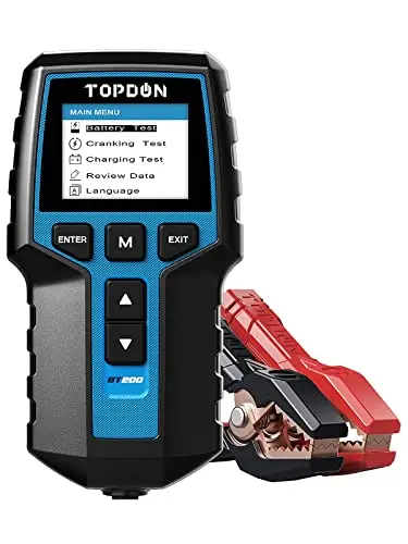 Testeur de Batterie AUTO 12V 24V, TOPDON BT200 100-2000 CCA Testeur d’alternateur automobile Analyseur de batterie numérique pour Voiture/Camion/Moto/ATV/SUV/Bateau/Yacht