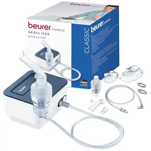 Beurer IH 16 Inhalateur avec technologie à air comprimé, design compact, pour le traitement des voies respiratoires supérieures et inférieures, pour adultes et enfants, nettoyage facile