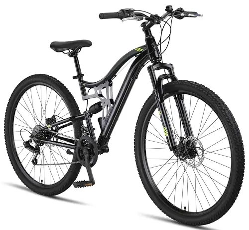 Chillaxx Falcon VTT de 24, 26, 27,5 et 29″, pour garçons, filles, femmes et hommes, frein à disque, dérailleur à 21 vitesses, suspension complète