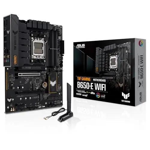 ASUS TUF Gaming B650-E WiFi – Carte mère Gaming AMD Ryzen AM5 ATX (DDR5, 8+2 Phases d'alimentation, PCIe 5.0, M.2, Aura Sync RGB)