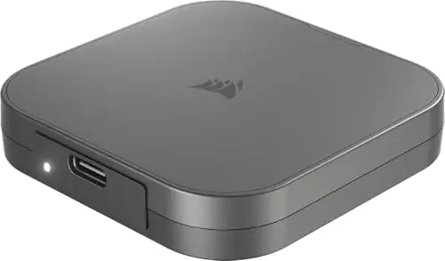 Corsair EX300U 1To SSD Externe Portable USB-C – Jusqu'à 1 100 Mo/s, USB 3.2 Gen 2, Plug-and-Play, Fixation magnétique Compatible MagSafe, 90 Degrés Câble USB-C Inclus – iOS, Android, PC et Mac — Gris