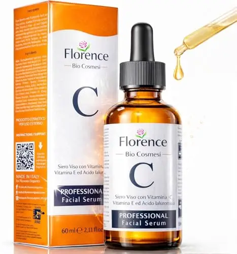 60 ml Bio Sérum Visage à la Vitamine C, Acide Hyaluronique Pur, Vit. E, B5 et Niacinamide. Anti-Rides, Anti-Taches, Anti-âge et Hydratant. Soin Visage Vegan & Cruelty Free.Testé Dermatologiquement