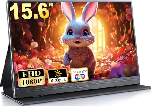 Ecran Portable 15.6 Pouces, Moniteur Portable 1080P FHD IPS, Écran Portatif avec Mini HDMI USB C, pour Laptop, PC, PS5, Xbox