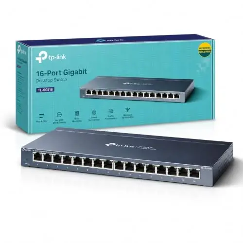 TP-Link SG116 Switch Ethernet 16 Ports RJ45 Métal Gigabit 10/100/1000 Mbps, RJ45, 16 Ports gigabit avec Position Bureau ou au Mur, Garantie à Vie Idéal PME et TPE