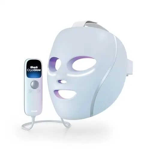 Masque LED Shark CryoGlow avec rafraîchissement du contour des yeux, LED rouge et bleue, Photothérapie par lumière infrarouge, USB-C, Télécommande, Sac de rangement, Sangles réglables